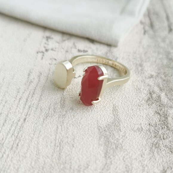 Kendra Scott Gold Maroon Jade Open Ring - Pryde - Picture 2 of 3